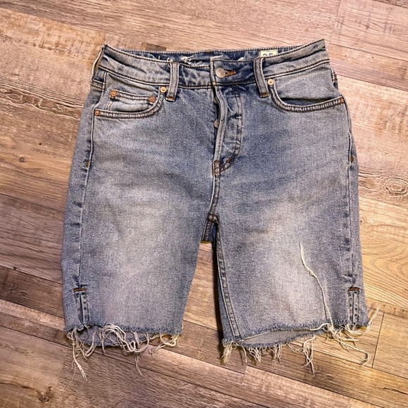 Free People Pants - Free People Cutoff Denim Shorts Light Wash Button‎ Fly Raw Hem Womens Size 25